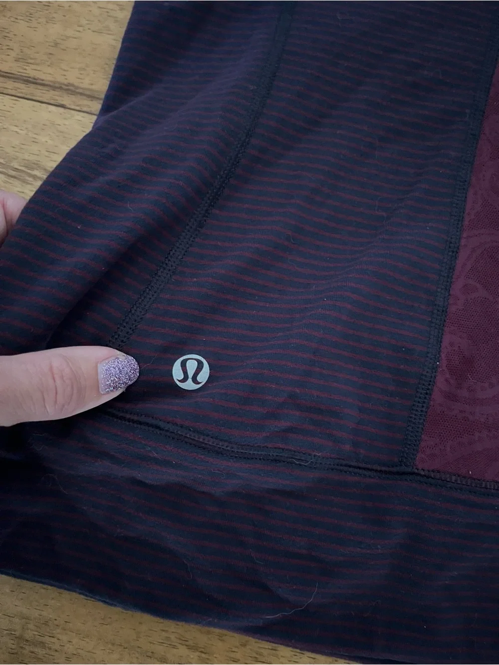 Lululemon Dark Plum Striped Long Sleeve Athletic Top Size 6